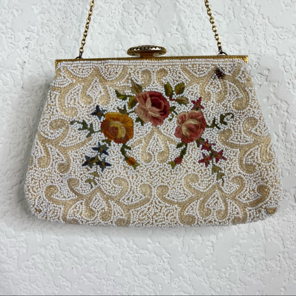 French VTG Beaded Victorian Filigree Clutch Bag - Picture 2 of 10